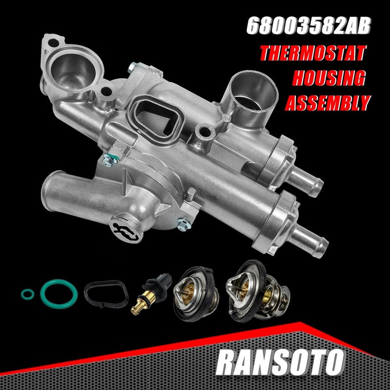 RANSOTO Aluminium Coolant Thermostat Housing Assembly with Sensor & Gasket Compatible with Jeep Compass Patriot 2007-2017, Dodge Caliber Journey, Chrysler 200 Sebring, Replaces 68003582AB 902-319 4884571AB - Image 5